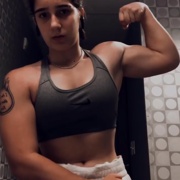 18 years old Fitness girl Aiden Flexing muscles