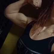 17 years old Fitness girl Corina Flexing biceps