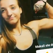 16 years old Fitness girl Kristina Flexing biceps