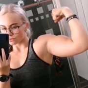 18 years old Fitness girl Katerina Flexing biceps
