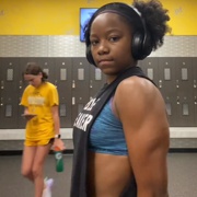 15 years old Fitness girl Mia Flexing triceps