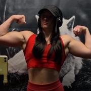19 years old Fitness girl Leah Flexing muscles