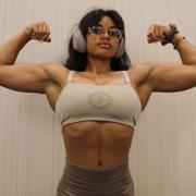 19 years old Fitness girl Ashley Flexing muscles