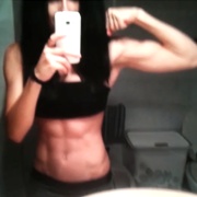 17 years old Fitness girl Michela Flexing muscles