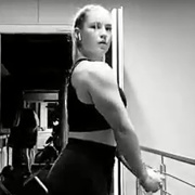 19 years old Fitness girl Ronja Flexing muscles