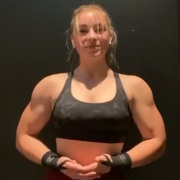 19 years old Fitness girl Ronja Flexing muscles