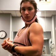 16 years old Fitness girl Sofia Flexing muscles