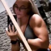 18 years old Fitness girl Katerina Flexing muscles