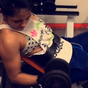 14 years old Fitness girl Laura Biceps workout