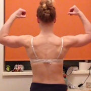 18 years old Fitness girl Clara Flexing biceps