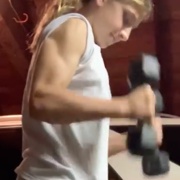 12 years old Soccer girl Amanda Biceps workout