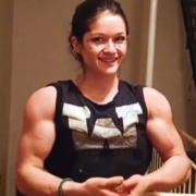 18 years old Fitness girl Kristina Flexing muscles