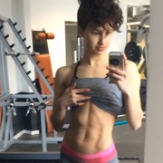 18 years old Fitness girl Freja Flexing abs