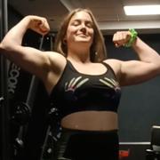 18 years old Fitness girl Jasmin Flexing muscles