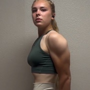 19 years old Fitness girl Katie Flexing triceps
