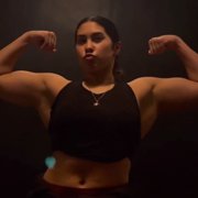 18 years old Fitness girls Erika Flexing muscles