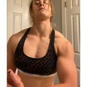 17 years old Fitness girl Sophie Flexing muscles