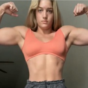 18 years old Fitness girl Makenna Flexing muscles