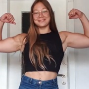 18 years old Fitness girl Fabienne Flexing muscles