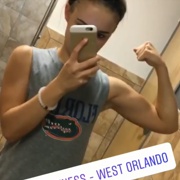 16 years old Fitness girl Alexa Flexing biceps