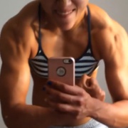 15 years old Fitness girl Laura Flexing muscles