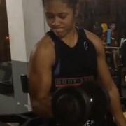14 years old Fitness girl Laura Biceps workout