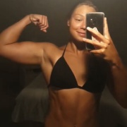 18 years old Fitness girl Fabienne Flexing biceps
