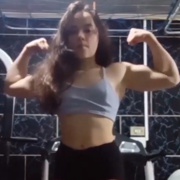 17 years old Fitness girl Samara Flexing muscles