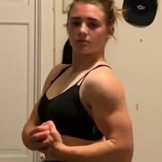 17 years old Fitness girl Caroline Flexing muscles