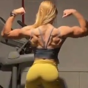 16 years old Fitness girl Katie Flexing muscles