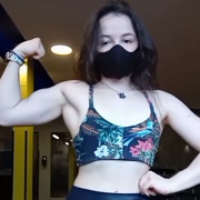 18 years old Fitness girl Samara Flexing biceps
