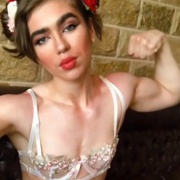 17 years old Fitness girl Karina Flexing muscles