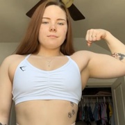 19 years old Fitness girl Ashley Flexing biceps