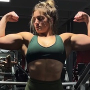 19 years old Fitness girl Makenna Flexing biceps