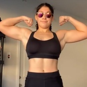 17 years old Crossfit Sabrina Flexing muscles