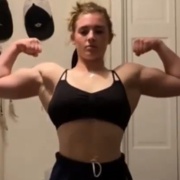17 years old Fitness girl Caroline Flexing biceps