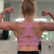 16 years old Powerlifter Aubrey Flexing biceps
