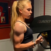 17 years old Fitness girl Katie Flexing muscles