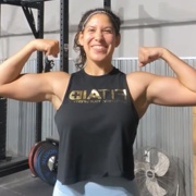 18 years old Crossfit Sabrina Flexing biceps