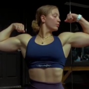 18 years old Fitness girl Gisella Flexing biceps