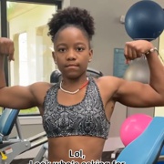 15 years old Fitness girl Mia Flexing biceps
