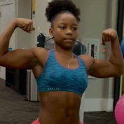 15 years old Fitness girl Mia Flexing muscles