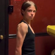 14 years old Fitness girl Morgan Flexing triceps
