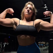 19 years old Fitness girl Makenna Flexing muscles