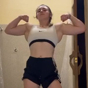 18 years old Fitness girl Caroline Flexing biceps