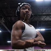 16 years old Fitness girl Mia Flexing muscles