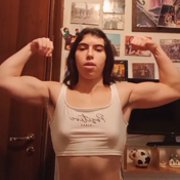 17 years old Fitness girl Giulia Flexing muscles