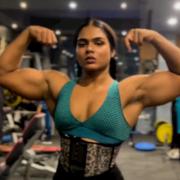 19 years old Fitness girl Suprity Flexing muscles