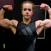 18 years old Fitness girl Charlyn Flexing biceps