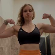 17 years old Fitness girl Liz Flexing muscles